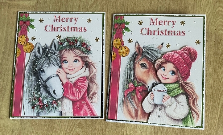 7x7 A girl and her horse at Christmas choice of four mini kit by Honorscard Appleby