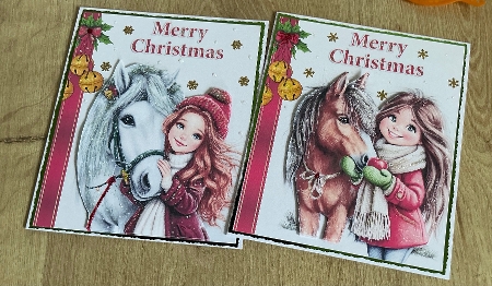 7x7 A girl and her horse at Christmas choice of four mini kit by Honorscard Appleby