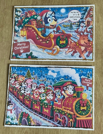 6 Bluey Childrens Christmas Card Fronts by Honorscard Appleby