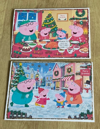6 Christmas Peppa Pig Card fronts by Honorscard Appleby