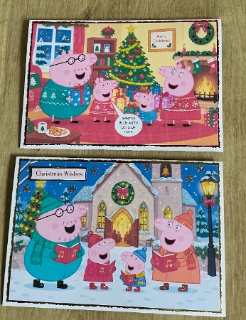 6 Christmas Peppa Pig Card fronts by Honorscard Appleby