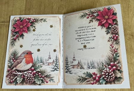 A5 Vintage Christmas Robin 2 - Blank Insert  by Honorscard Appleby