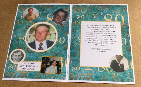 Deep Aqua and Gold 80th Birthday A4 Backing Paper by Honorscard Appleby