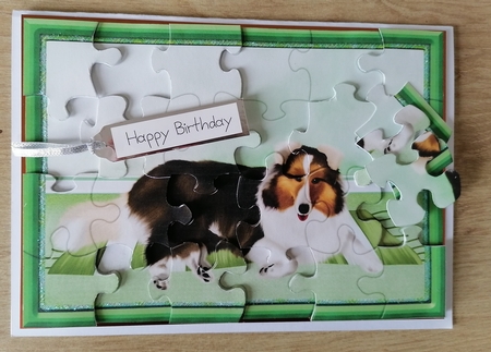 Lassie (green) Jigsaw Puzzle Quick Card Front by Honorscard Appleby