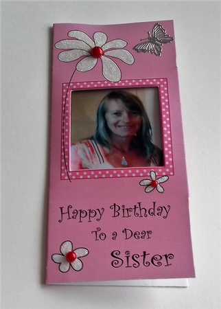 Add a Photo Daisy Birthday Sister with Easy Fold Frame by Honorscard Appleby