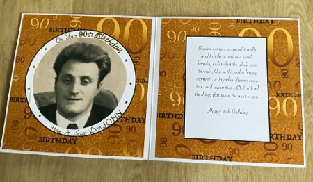 Gold Metallic 90 Birthday A4 Backing Paper by Honorscard Appleby