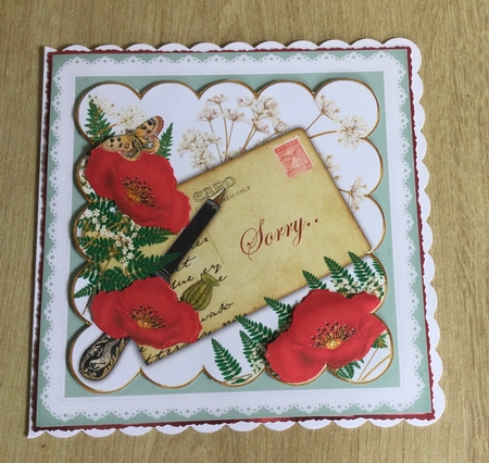 Red Poppy Sorry Ink Saver 8in Decoupage Topper by Honorscard Appleby