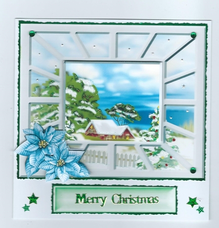Through the Window Blues Snow Scene Toppers by Honorscard Appleby