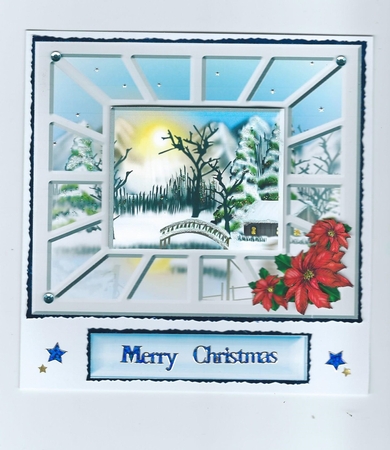 Through the Window Blues Snow Scene Toppers by Honorscard Appleby