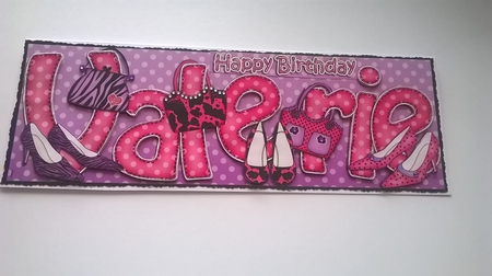 Large Dl Happy Birthday Valerie Quick Card & 3D Decoupage by Honorscard Appleby