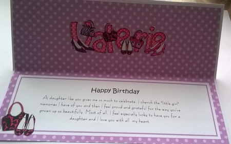 Happy Birthday Valerie Matching Large Dl Insert by Honorscard Appleby