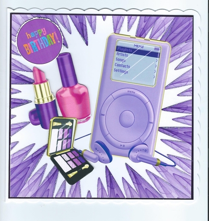 Girls Mp3 Player in Purple with Makeup 8x8 by Honorscard Appleby