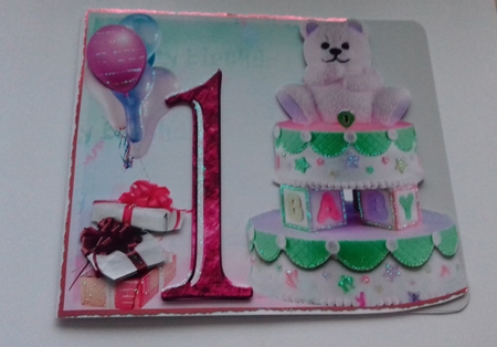 Babys First Birthday Over the Edge & Decoupage by Honorscard Appleby