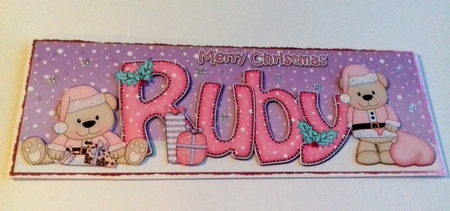 Large Dl Xmas Ruby Livvy Bear 3D Decoupage by Honorscard Appleby
