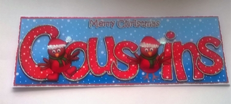 Large Dl Christmas Cousins Robins 3D Decoupage by Honorscard Appleby