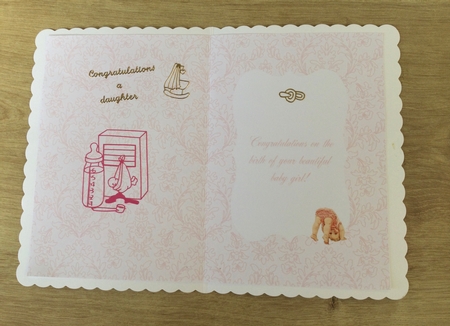 New Baby Girl Card Insert by Honorscard Appleby