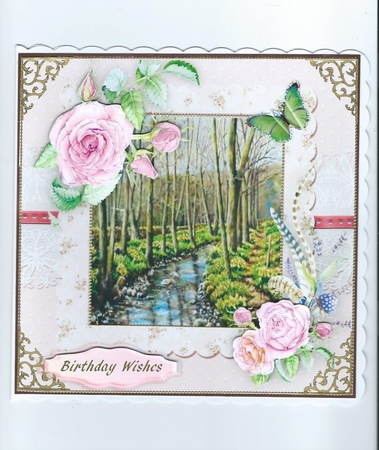 Beautiful Stream with roses ,  by Honorscard Appleby