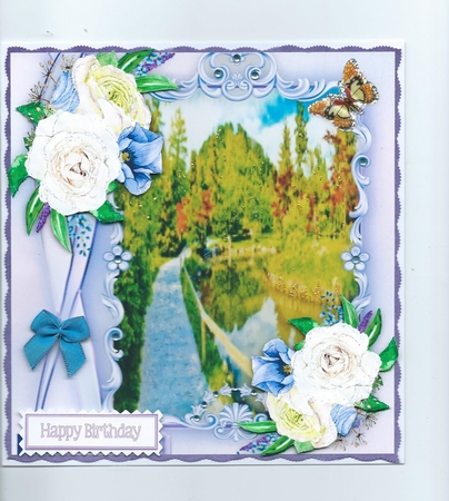 Beautiful Stream and roses  by Honorscard Appleby