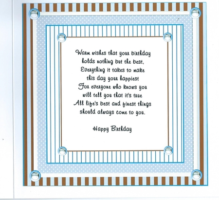 Blue Stripes 7x7ins Blank Insert by Honorscard Appleby