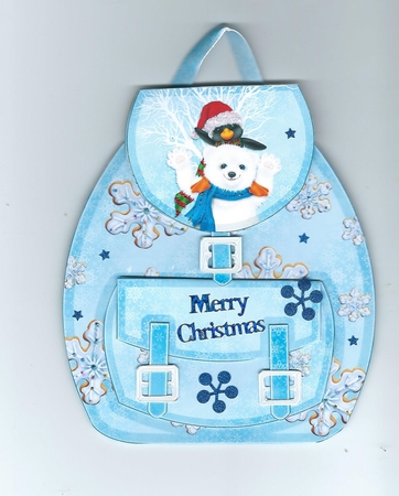 Polar penguin blue snow back pack gift bag by Honorscard Appleby
