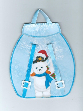 Polar penguin blue snow back pack gift bag by Honorscard Appleby