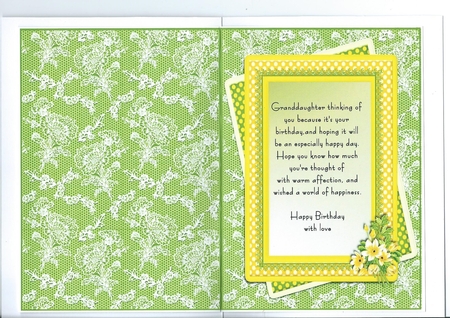 Yellow Flowers, Butterfly & Lace by Honorscard Appleby