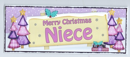 Large DL Christmas NIECE Trees Signpost 3D Decoupage by Honorscard Appleby