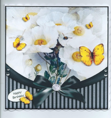 Vintage Flower Stripes and Butterflies 951 by Honorscard Appleby