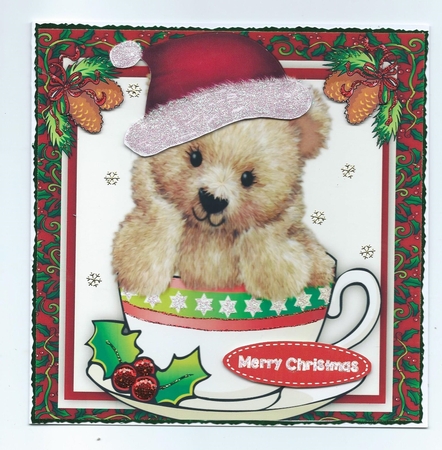 Fuzzy Bear in his Christmas Cup by Honorscard Appleby