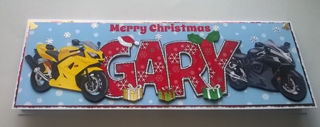 Christmas Motorbikes GARY large dl by Honorscard Appleby