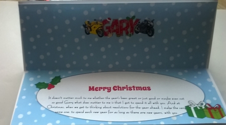 Christmas Motorbikes GARY large dl insert by Honorscard Appleby