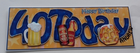 Large DL 40th Birthday 3D decoupage by Honorscard Appleby