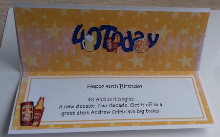 Large DL 40th Birthday insert by Honorscard Appleby