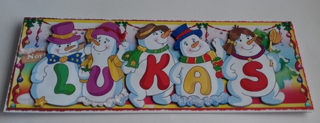 SNOWMEN NAMES LARGE DL - LUKAS by Honorscard Appleby
