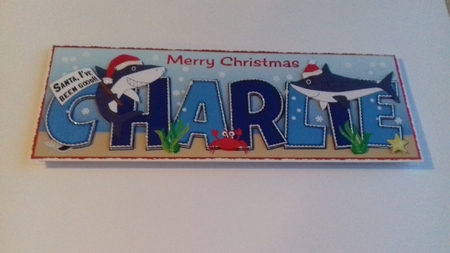 Christmas Sharks CHARLIE large dl by Honorscard Appleby