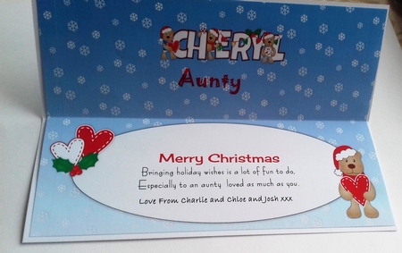 Romantic Christmas Teddies CHERYL large dl insert  by Honorscard Appleby