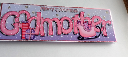 Large DL Merry Christmas GODMOTHER 3D decoupage  by Honorscard Appleby