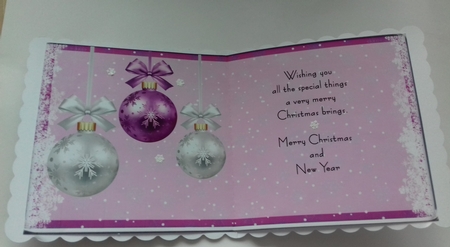 JJ CHRISTMAS PURPLE BAUBLES 6X6 INSERT by Honorscard Appleby