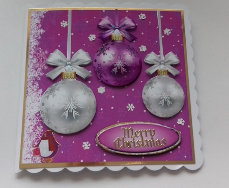 JJ CHRISTMAS PURPLE BAUBLES 6X6 by Honorscard Appleby