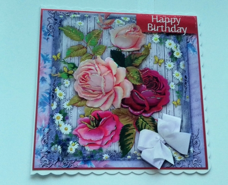 Beautiful Lilac roses and Daisy Trim  by Honorscard Appleby