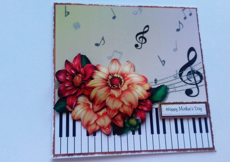 Music & Beautiful Dahlias Quick Card by Honorscard Appleby