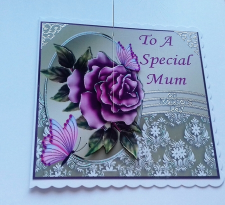 pretty purple rose with butterflies for a special mum by Honorscard Appleby