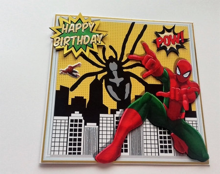 Spider hero green man is in the city 8x8 by Honorscard Appleby