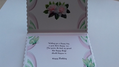 pink blush roses in art deco frame with butterflies A5 Insert by Honorscard Appleby