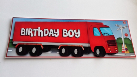 Large DL BIRTHDAY BOY HGV Lorry 3D decoupage by Honorscard Appleby