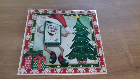 Christmas Phone 7x7 card front/topper by Honorscard Appleby