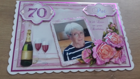 70th Birthday card with decoupage roses & vintage lady by Honorscard Appleby