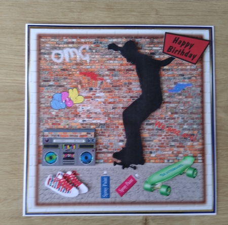 Skateboard Street Scene Birthday Topper 7 by Honorscard Appleby