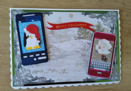 Winter scene with His & Hers Xmas Phones by Honorscard Appleby