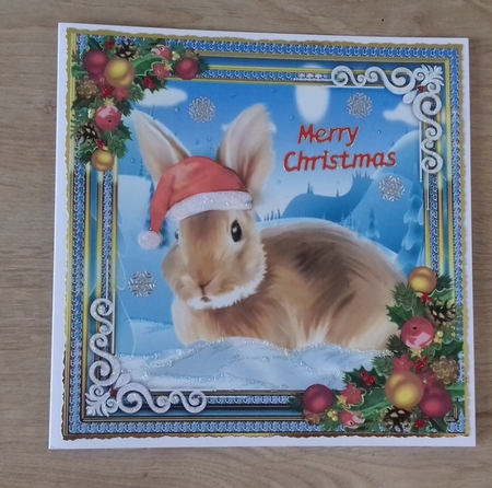 Beautiful Rabbit In Santa Hat 8x8 by Honorscard Appleby